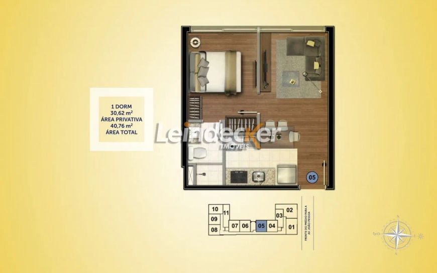 Apartamento em Centro Histórico com 30.62 m² , 1 quarto(s) , 1 vaga(s).