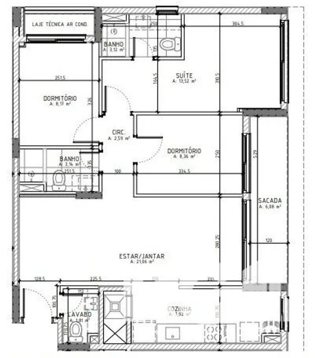 Apartamento com 90,55m², 03 dormitório, sendo 01 suíte, amplo living com sacada, cozinha com churras