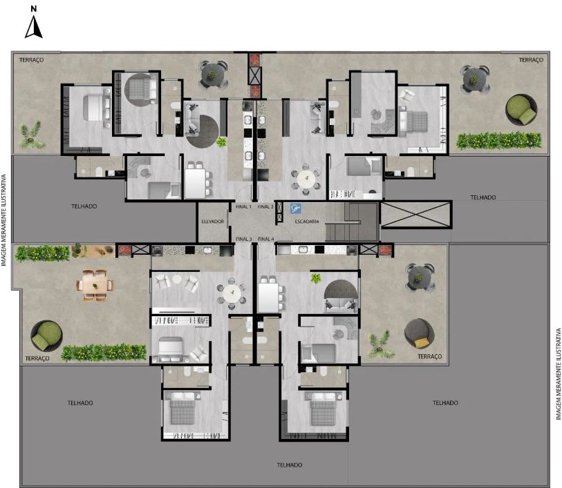 Excelentes apartamentos em construção no Bairro Jardim Itália! Conta com 02 dormitórios (sendo 01 su