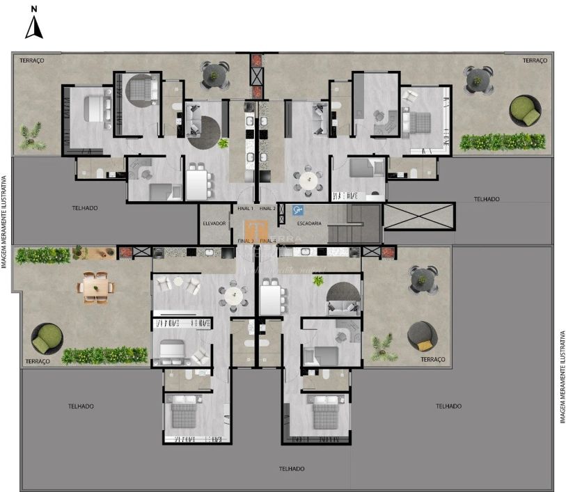 Apartamento á venda 2 Dormitórios com Terraço, Santa Catarina, Caxias do Do Sul-RS