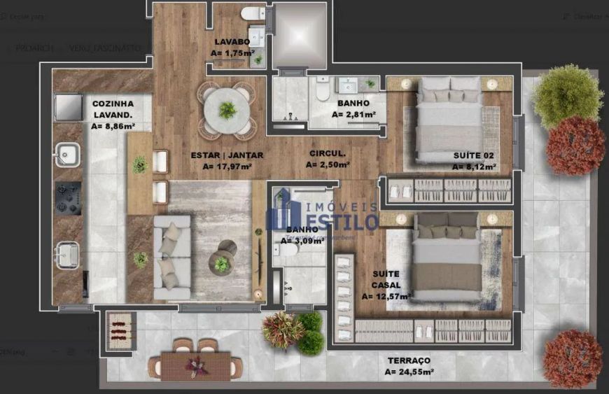 Apartamento Garden com 2 dormitórios à venda, 92 m² por R$ 539.040,00 - Jardim América - Caxias do S