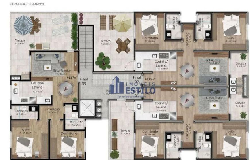 Apartamento Garden à venda, 94 m² por R$ 460.000,00 - Santa Catarina - Caxias do Sul/RS