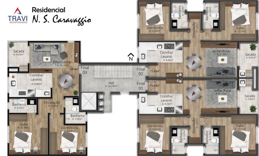 Lançamento! Apartamentos com 02 dormitórios, sendo 01 suíte (opção para cobertura com 03 dormitórios
