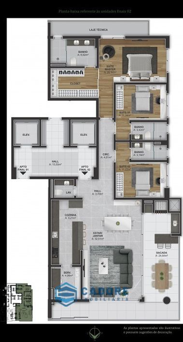 Apartamento três suítes, São Pelegrino