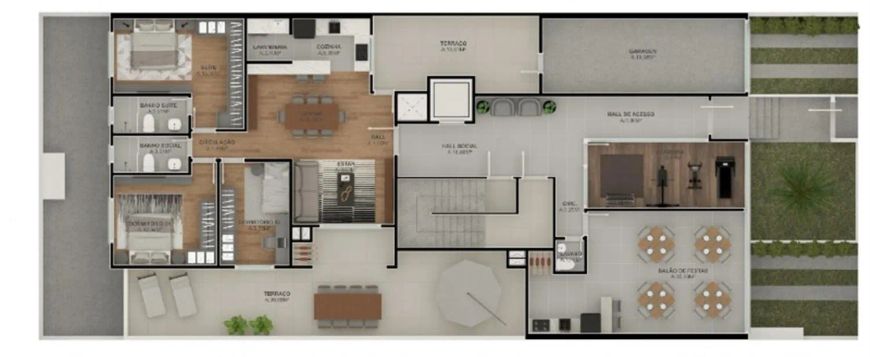 Apartamentos em construção no Colina Sorriso com 03 dormitórios (sendo 01 suíte), sala de estar e ja