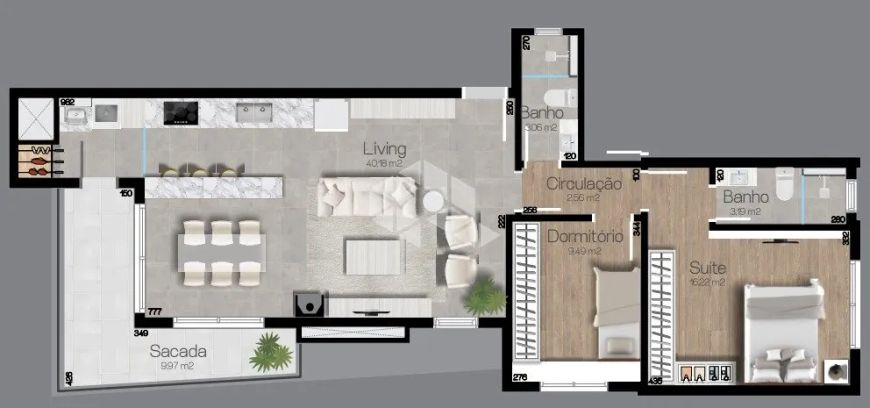 Apartamento 02 dorm., 101 m², próximo ao Colégio La Salle