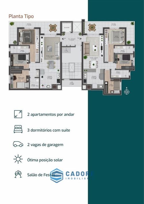 Apartamento com três quartos, Lourdes