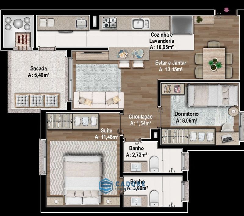Apartamento três dormitórios suite, bairro Pio X