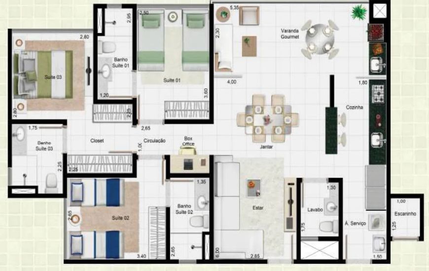Apartamento de 3 suítes no Jardim Atlântico Apartamento com 3 Quarto(s) e 3 banheiro(s) à Venda, 106