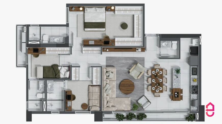 Jardim Areião - 3 Suítes - 96m² - em Setor Pedro Ludovico, Goiânia, GO