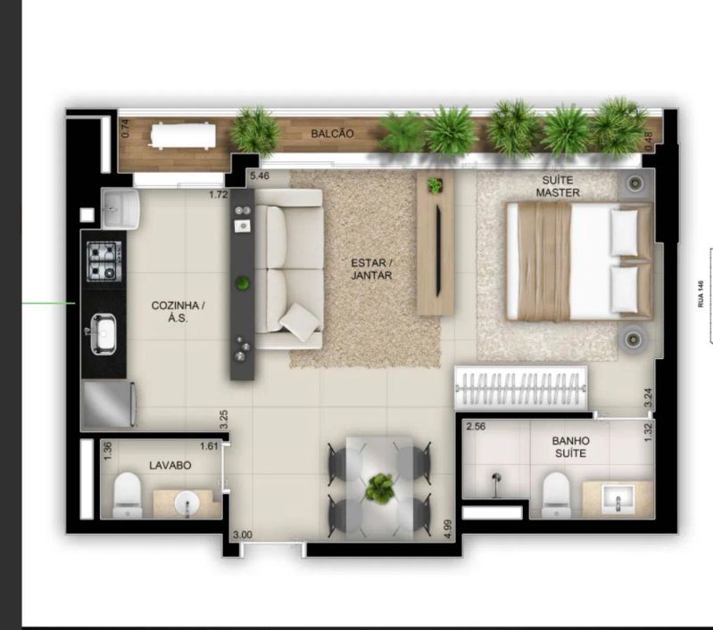 GYRO ROOFTOP Apartamento com 1 Quarto(s) e 2 banheiro(s) à Venda, 46 por R$ 550.000 no setor Setor M