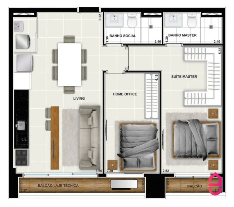Hub Compact Life - 70m² (2Q com Suíte) em Setor Bueno - Goiânia, GO