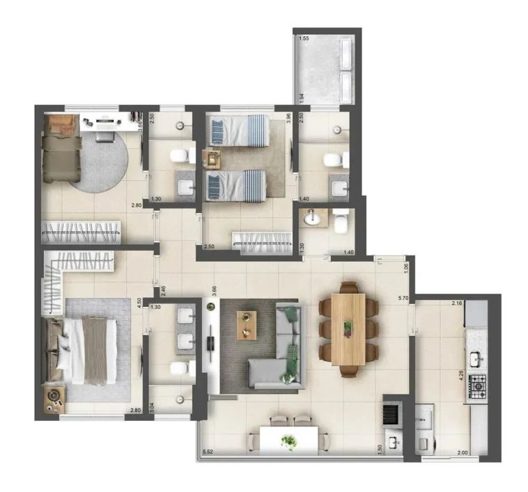 EUROPARK NORONHA Apartamento com 3 Quarto(s) e 4 banheiro(s) à Venda, 121 por R$ 1.190.000 no setor