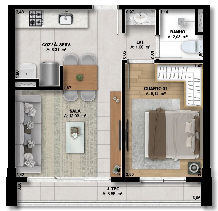 Ágio Wellness Marista Apartamento com 1 Quarto(s) e 1 banheiro(s) à Venda, 41 por R$ 508.553,06 no s