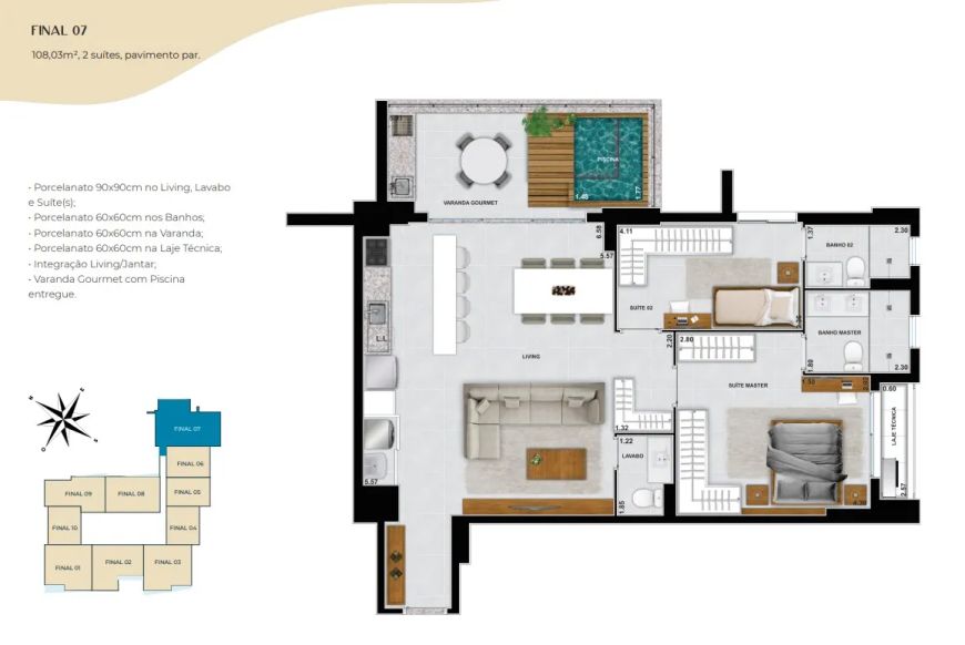 Ágio Apartamento 2 suítes, 108m2 Poolhouse , Azzure Compact 2 vagas de garagem Setor Marista Goiânia