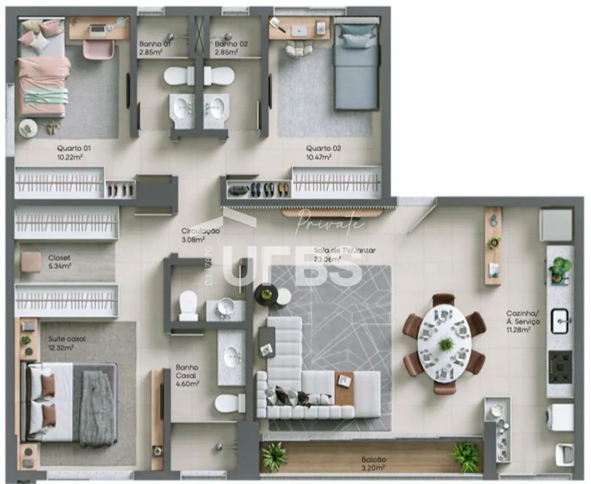 Versat Apartamentos - Apartamento 3 quartos, sendo 3 suítes