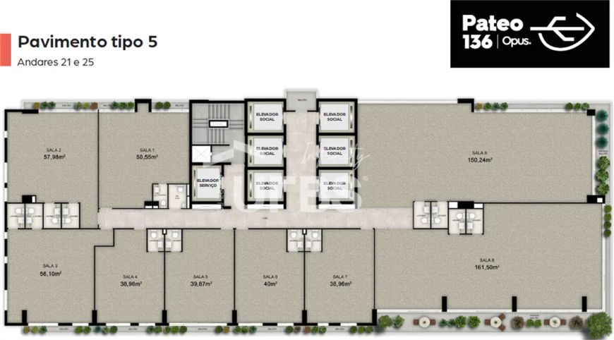 SALA OPUS PATEO 136 - 25 ANDAR - 50,55 m2