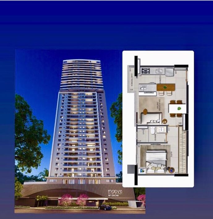 Apartamento para venda possui 44 metros quadrados com 1 quarto em Setor Bueno - Goiânia - GO