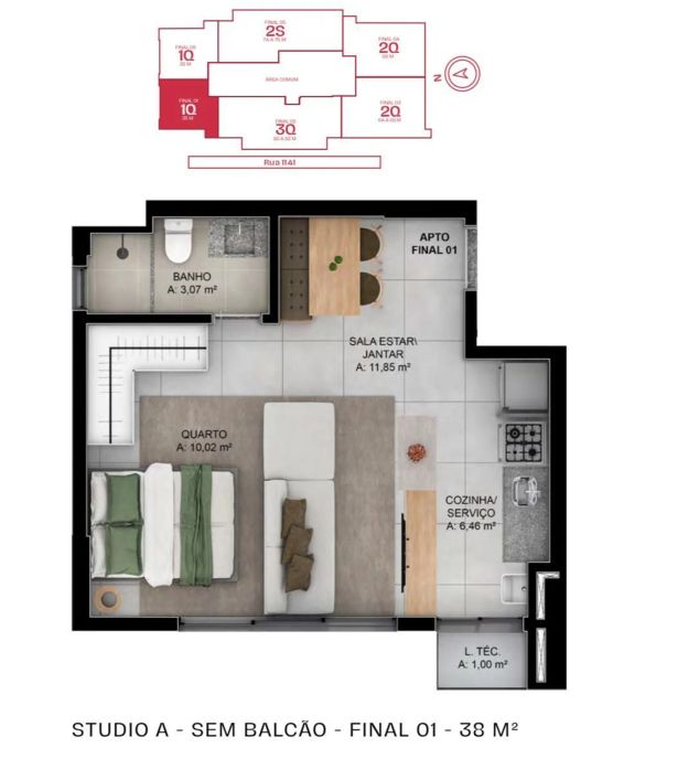 Invista em Flat com 49 m² no Marista, em localização estratégica.