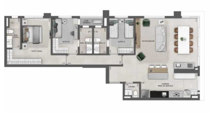 Apartamento 3 quartos, sendo 3 suítes, 116m², no setor Bueno - Nest23 - Terral, praça da T-23