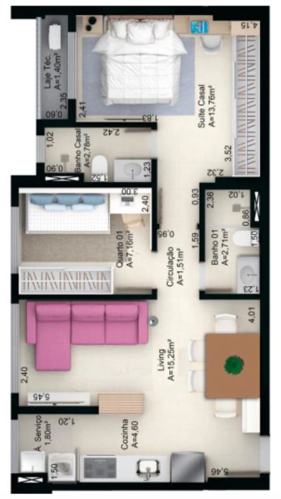 Apartamento de 2 quartos no Centro de Goiânia Apartamento com 2 Quarto(s) e 2 banheiro(s) à Venda, 6