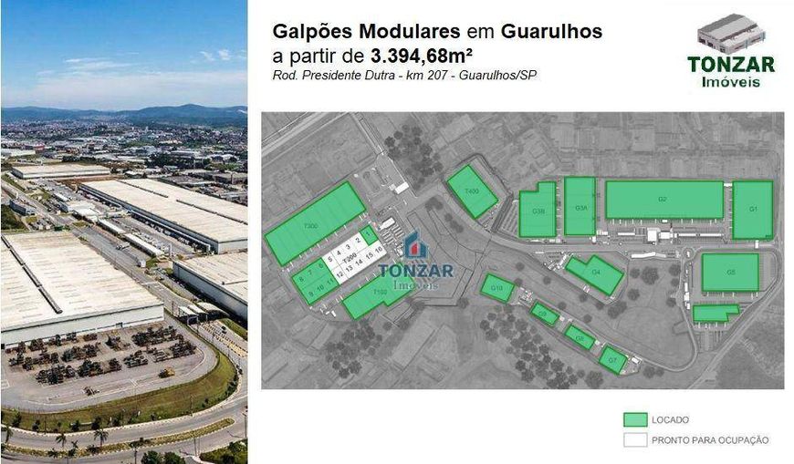 Galpão Modular para Locação, Parque Logístico, Guarulhos.