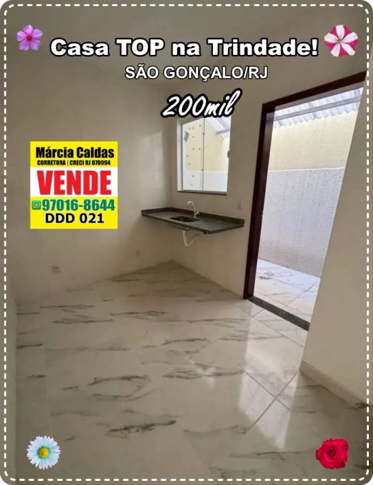 Compre sua Casa Linda 2 quartos em Trindade - Zona Sul de São Gonçalo - RJ