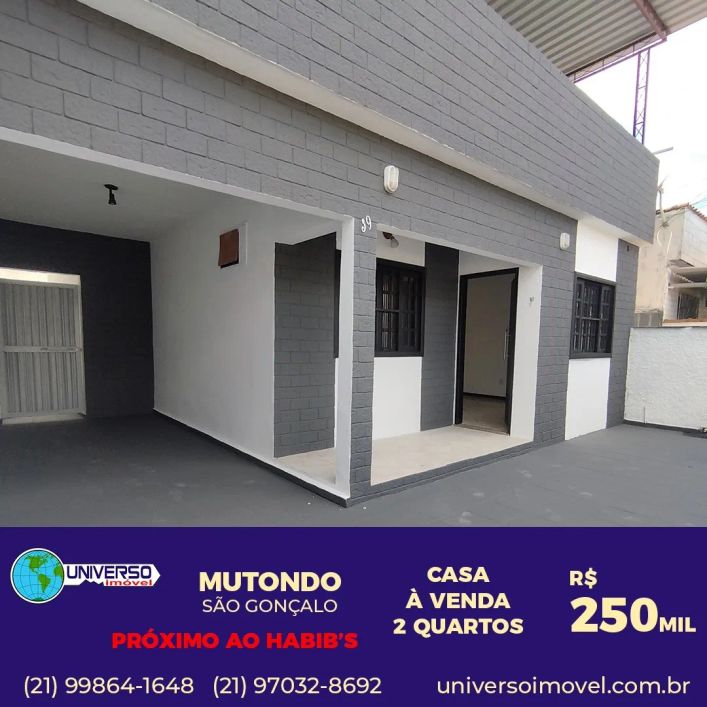 Casa para Venda em São Gonçalo, Mutondo, 2 dormitórios, 1 banheiro, 1 vaga