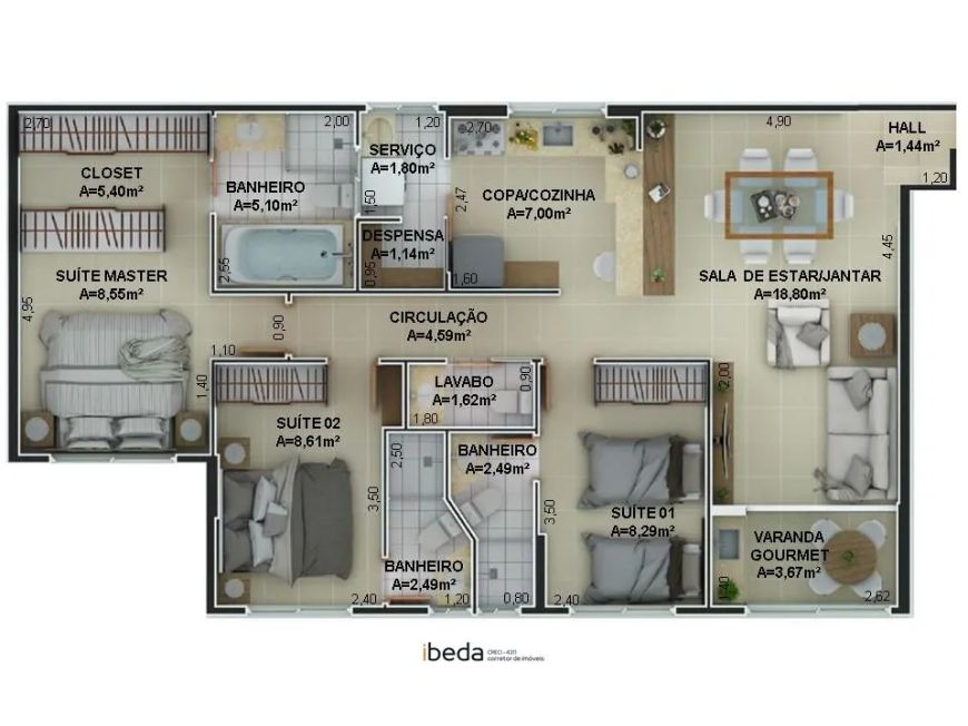Apartamento com 3 quartos à venda em Natal