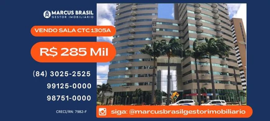 Sala para venda no Corporate Tower Center – CTC em Lagoa Nova, Natal/RN - R$ 285.000,00