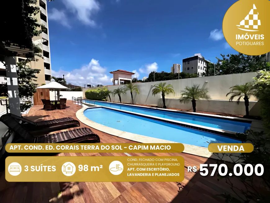 Imóvel para venda tem 98 metros quadrados com 3 quartos em Capim Macio - Natal - RN