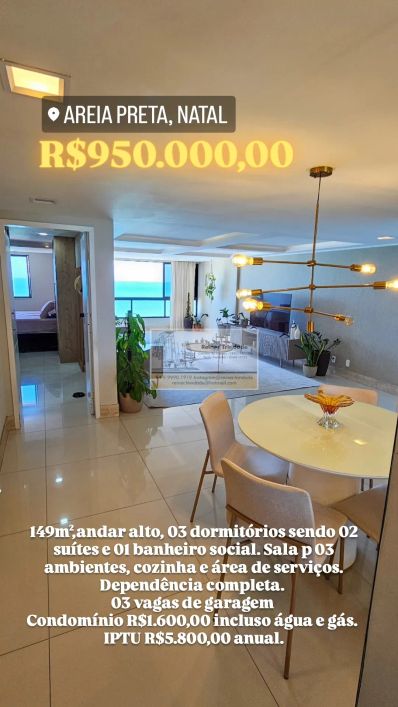 Apartamento para venda em Areia Preta, 149m², por R$950.000,00