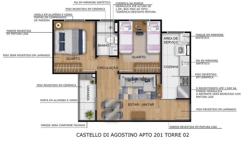 Na Planta, Empreendimento - PISA Bairro União, Campo Grande - MS