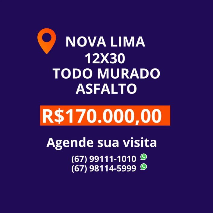 Terreno em excelente localização no bairro Nova Lima em Campo Grande - MS