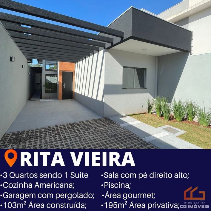 Casa á venda com 3 quartos sendo 1 suíte no Rita Vieira em Campo Grande - MS