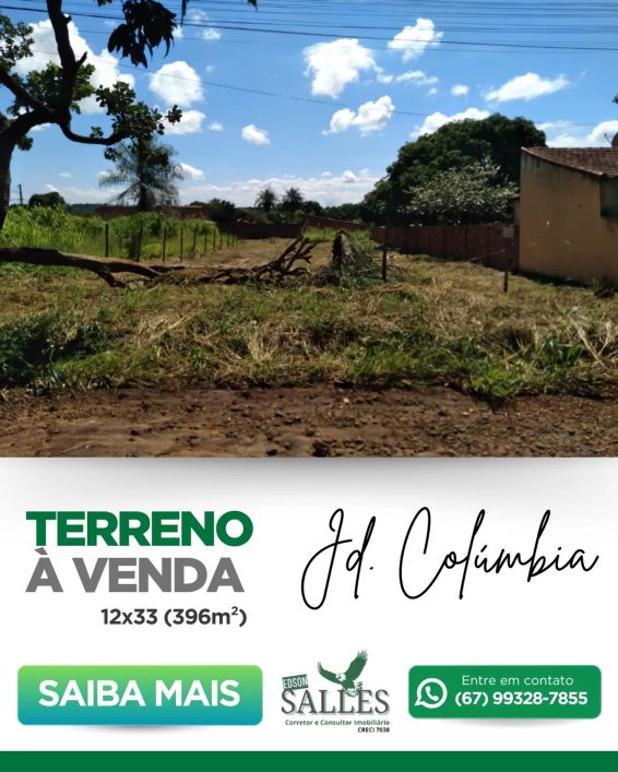 Terreno para venda tem 396 metros quadrados em Jardim Colúmbia - Campo Grande - MS