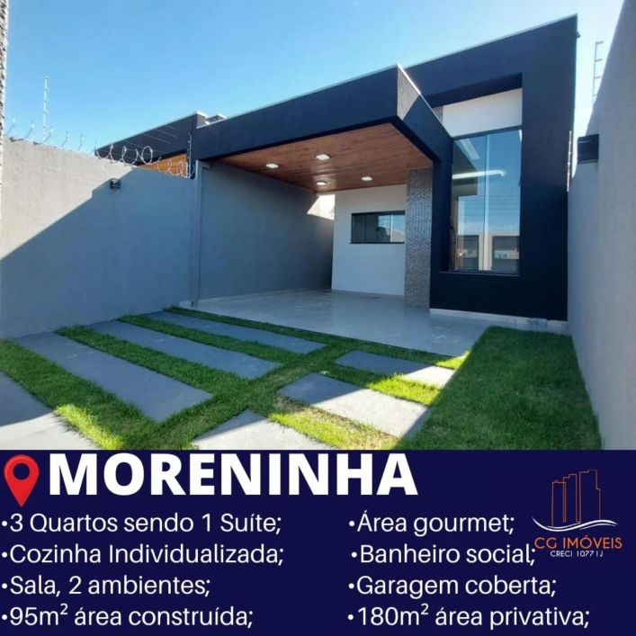Casa com 3 quartos sendo 1 suíte, área gourmet no Moreninha em Campo Grande - MS