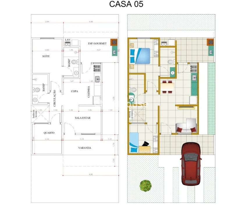 Vila Piratininga | Casa 2 quartos, sendo 1 suite