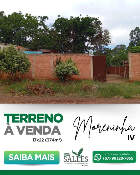 Terreno para venda possui 374 metros quadrados em Vila Moreninha IV - Campo Grande - MS