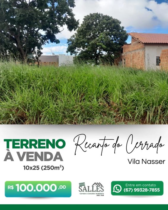 Terreno para venda possui 250 metros quadrados em Recanto do Cerrado - Campo Grande - MS