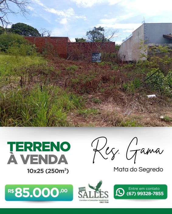 Terreno para venda com 250 metros quadrados em Residencial Gama - Campo Grande - MS