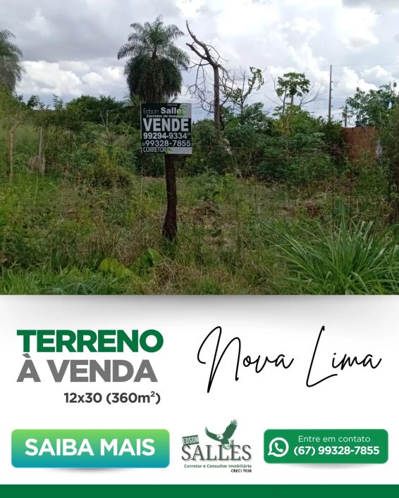 Terreno para venda tem 360 metros quadrados em Nova Lima - Campo Grande - MS