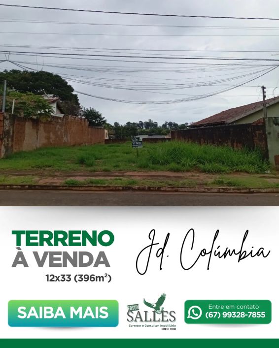 Terreno para venda possui 396 metros quadrados em Jardim Colúmbia - Campo Grande - MS