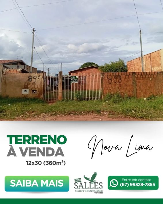 Terreno para venda possui 360 metros quadrados em Nova Lima - Campo Grande - MS