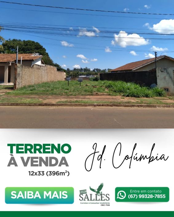 Terreno para venda possui 396 metros quadrados em Jardim Colúmbia - Campo Grande - MS