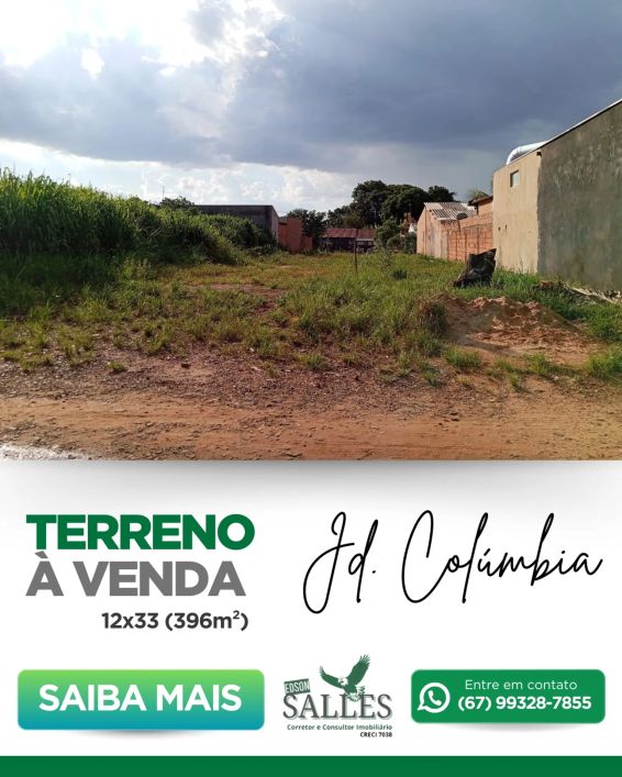 Terreno para venda possui 396 metros quadrados em Jardim Colúmbia - Campo Grande - MS