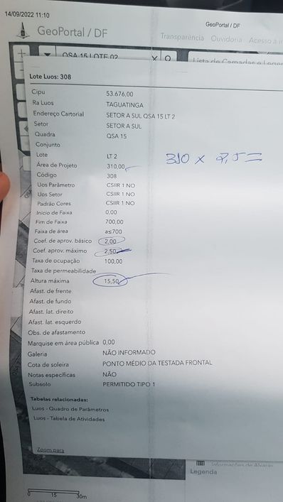 Vendo Lote/Terreno projeção casa esquina Taguatinga Sul , QSA 15 prédio
