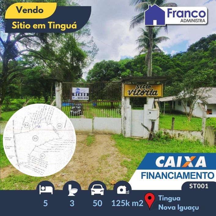 Sítio para aluguel e venda com 125.000 m2 em Tinguá - Nova Iguaçu
