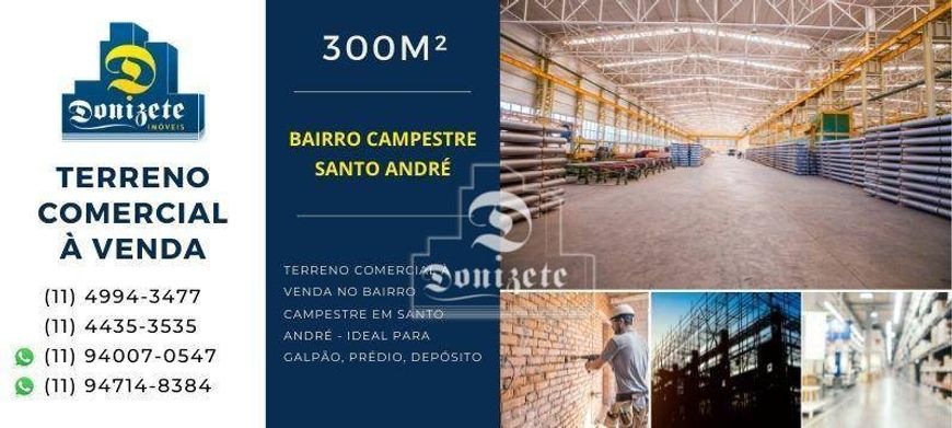 Terreno, 300 m² - venda por R$ 549.500,00 ou aluguel por R$ 3.650,17/mês - Campestre - Santo André/S