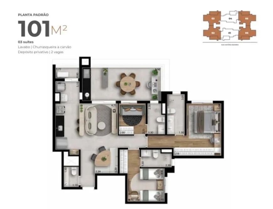 Apartamento, 3 suítes, 2 vagas e Depósito à venda em Osasco no Legend por Dubai